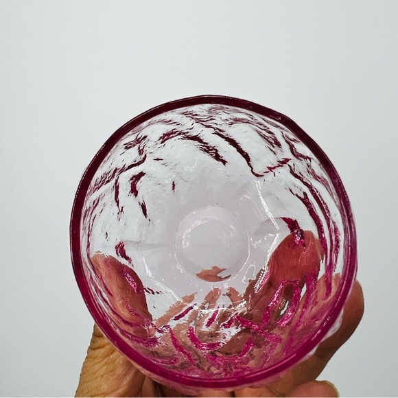 VTG Morgantown Seneca Driftwood Crinkle Pink Roly Poly Glasses Tumblers Set of 4 - Picture 7 of 17